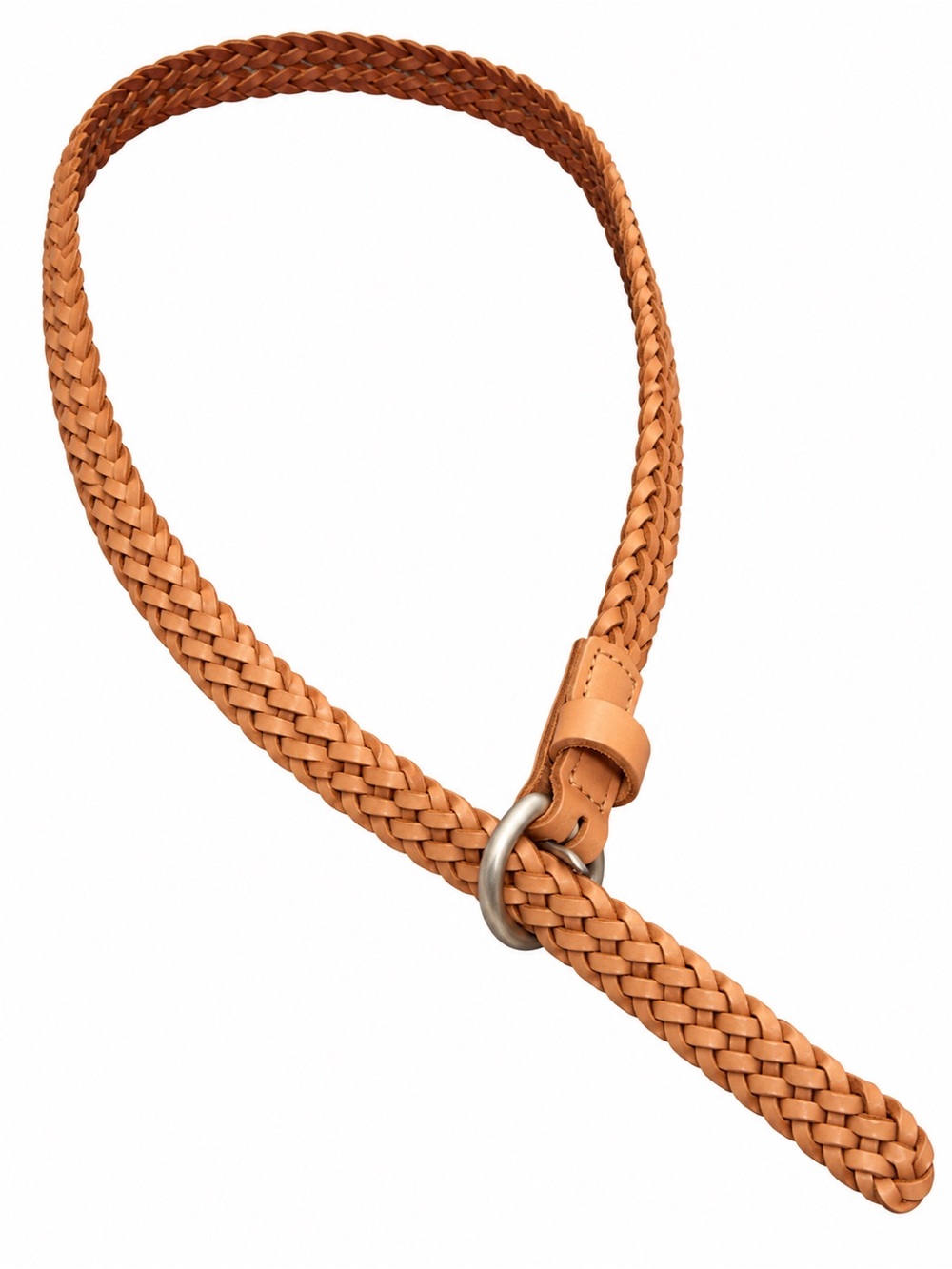 Braided Leather Belt in Tan